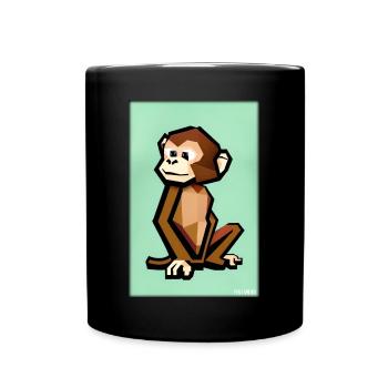 Affe Polygon Tiere Wildnis Zoo Afrika Safari - Tasse einfarbig - Schwarz - Vorne