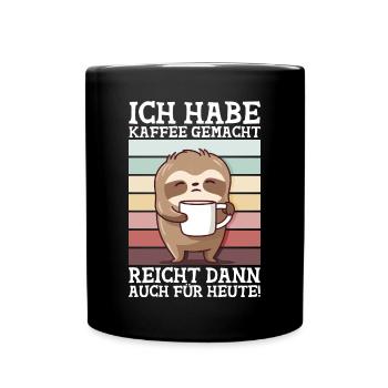 Kaffee Spuch Faultier Lustig Vintage Morgenmuffel - Tasse einfarbig - Schwarz - Vorne