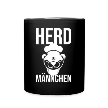 Herdmännchen Koch Kochschürze Hobbykoch Küche - Tasse einfarbig - Schwarz - Vorne