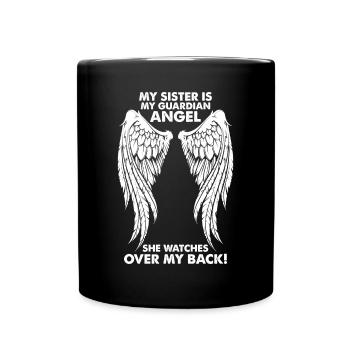 My Sister is My Guardian Angel - Full Colour Mug - black - Front