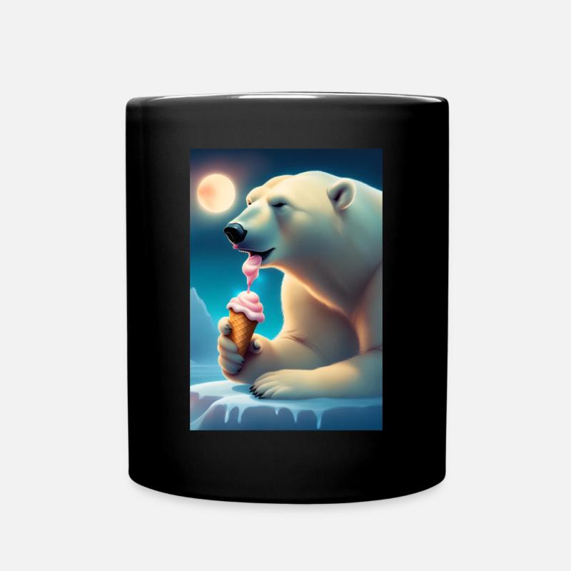 Eisbär liebt Eiscreme - Tasse einfarbig - Schwarz