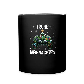 Weihnachtsbaum Tannenbaum Gamepad Lichterkette - Tasse einfarbig - Schwarz - Vorne