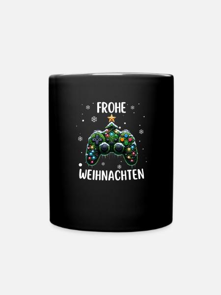 Weihnachtsbaum Tannenbaum Gamepad Lichterkette - Tasse einfarbig - Schwarz