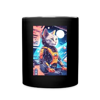 Captain Cat - Star-Cat - Full Colour Mug - black - Front