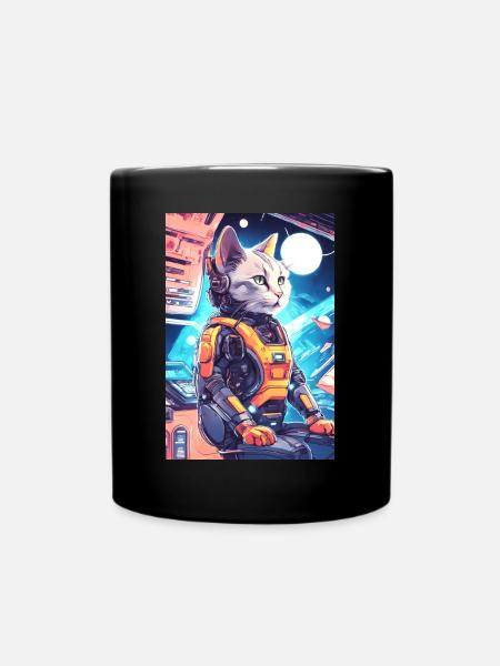 Kapitän Kater - Star-Cat - Tasse einfarbig - Schwarz