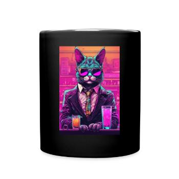 Chat barman - Mug uni - noir - Devant