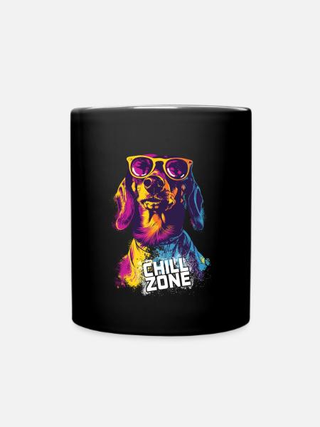 Dackel Chill Zone - Tasse einfarbig - Schwarz