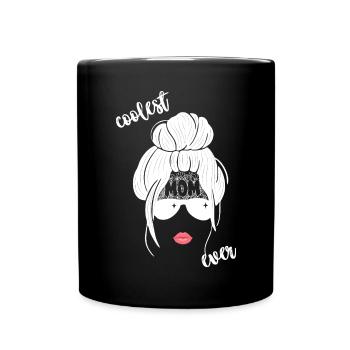 Coolest Mom Ever Frauen Gesicht Silhouette - Tasse einfarbig - Schwarz - Vorne