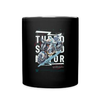Motorcycle Technical Drawing - Full Colour Mug - black - Front