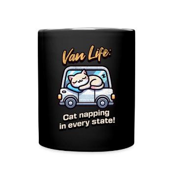 Van life with a cat - Full Colour Mug - black - Front