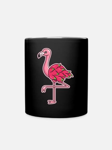 Flamingo Drachenfrucht Design für - Tasse einfarbig - Schwarz