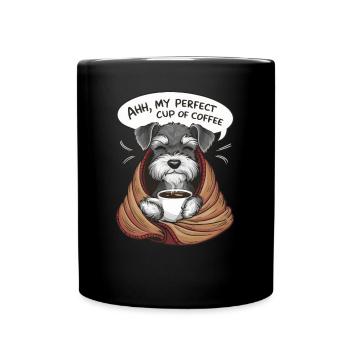 Miniature Schnauzer with blanket and coffee cup - Full Colour Mug - black - Front