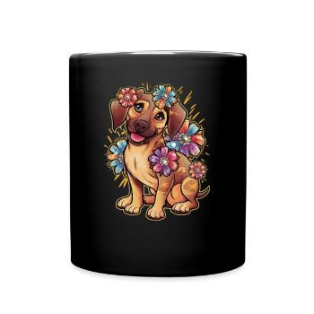 Rhodesian Ridgeback et belles fleurs - Mug uni - noir - Devant