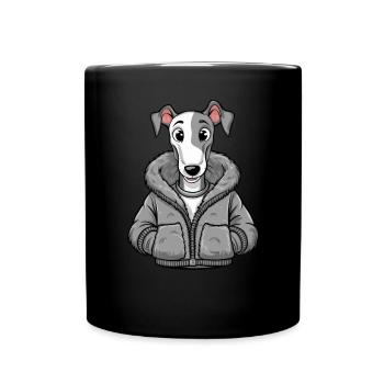 Lévrier drôle dans la conception de dessin animé - Mug uni - noir - Devant