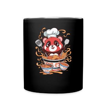 Süßer roter Kawaii Panda - Tasse einfarbig - Schwarz - Vorne