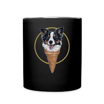 Border Collie as Waffle Cream for Cream Lovers - Full Colour Mug - black - Front
