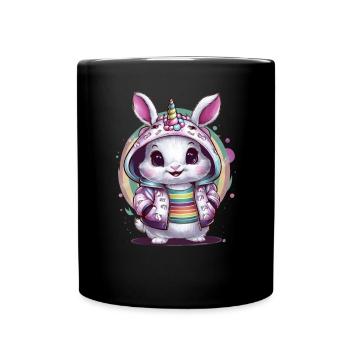 Kawaii Unicorn Bunny - Full Colour Mug - black - Front
