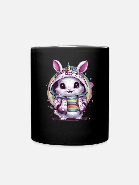 Kawaii Einhorn Hase - Tasse einfarbig - Schwarz