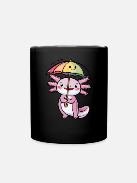 Niedlicher Axolotl mit Regenschirm - Tasse einfarbig - Schwarz