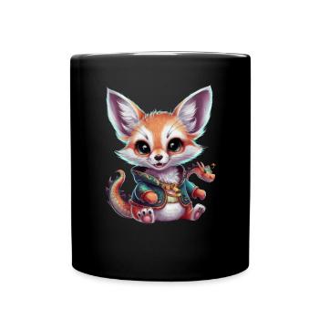 Renard du désert fennec kawaii avec dragon cool - Mug uni - noir - Devant