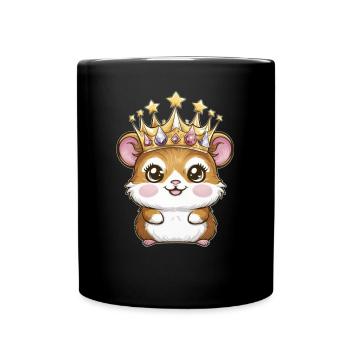 Hamster as King with Crown - Full Colour Mug - black - Front