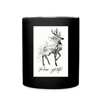Hirsch Tier Spruch Geschenk - Tasse einfarbig - Schwarz - Vorne