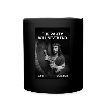Late Night Visitor – The party never stops - Full Colour Mug - black - Front