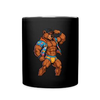 Retro Muscle Bear – 80s Gym Power - Tasse einfarbig - Schwarz - Vorne