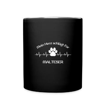 Mein Herz schlägt für malteser Geschenk Idee - Tasse einfarbig - Schwarz - Vorne