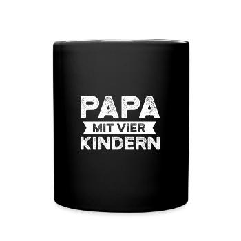 Papa 4 Kinder Vater Geschenk - Tasse einfarbig - Schwarz - Vorne