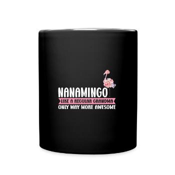 Oma Flamingo Faultier Mama Oma Geschenk - Tasse einfarbig - Schwarz - Vorne