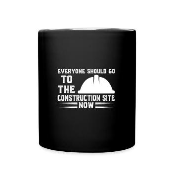 Baustelle Bauherr Geschenk - Tasse einfarbig - Schwarz - Vorne
