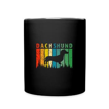Dackel Retro-Design Dackel Geschenk - Tasse einfarbig - Schwarz - Vorne
