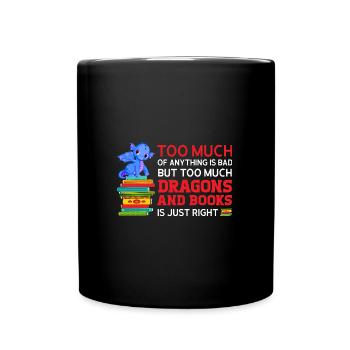 Drache Drache und Buch Drachenliebhaber Geschenk - Tasse einfarbig - Schwarz - Vorne