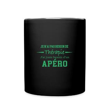 Thérapie apéro - Mug uni - noir - Devant