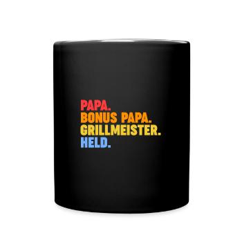 Grillmeister Bonus Papa Grill Meister Geschenk - Tasse einfarbig - Schwarz - Vorne