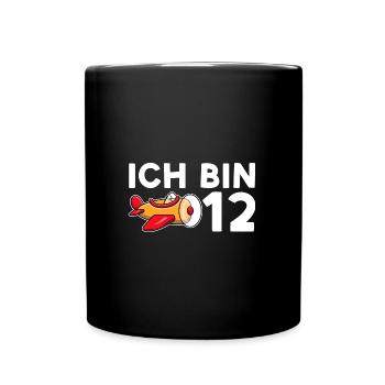 12. Geburtstag Flugzeug 12 Jahre Geschenk - Tasse einfarbig - Schwarz - Vorne