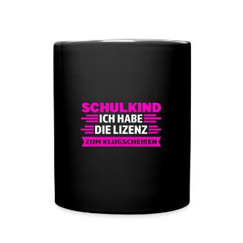 Schulkind Anfang Schulbeginn Geschenk - Tasse einfarbig - Schwarz - Vorne