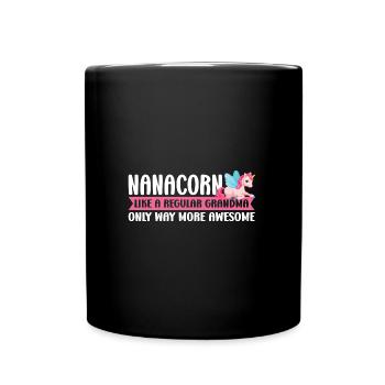 Oma Einhorn Nana Flamingo Oma Geschenk - Tasse einfarbig - Schwarz - Vorne
