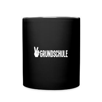 Grundschule V-Handzeichen Grundschüler Geschenk - Tasse einfarbig - Schwarz - Vorne