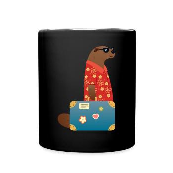 Otter part en voyage. Voyages vacances vacances - Mug uni - noir - Devant