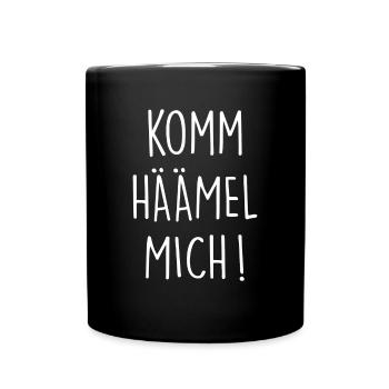 Typisch Saarländisch HÄÄmel mich - Tasse einfarbig - Schwarz - Vorne