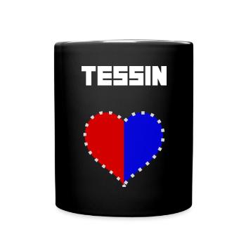 Ticino with heart & flag white - Full Colour Mug - black - Front