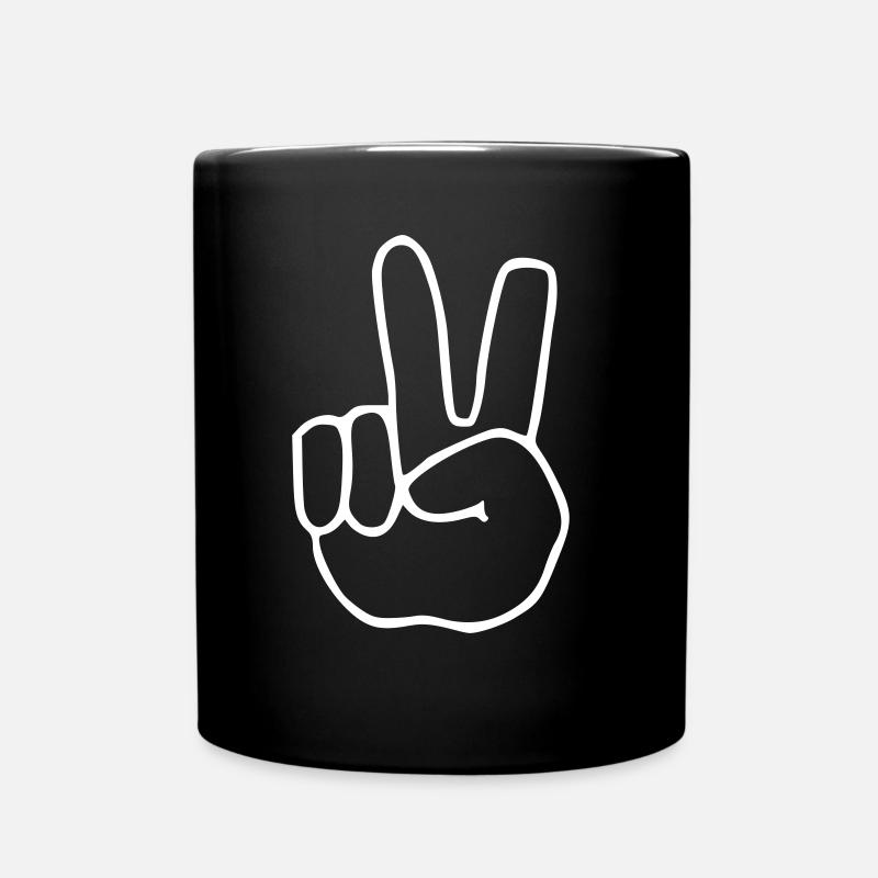 Emoji Peace Sketch White - Full Colour Mug - black