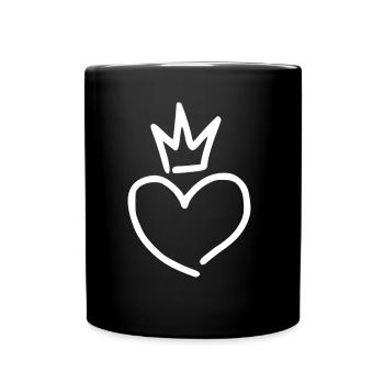 Coeur émoji croquis couronne autocollant - Mug uni - noir - Devant