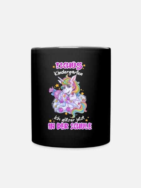 Tschüss Kindergarten Ich glitzer in der Schule - Tasse einfarbig - Schwarz