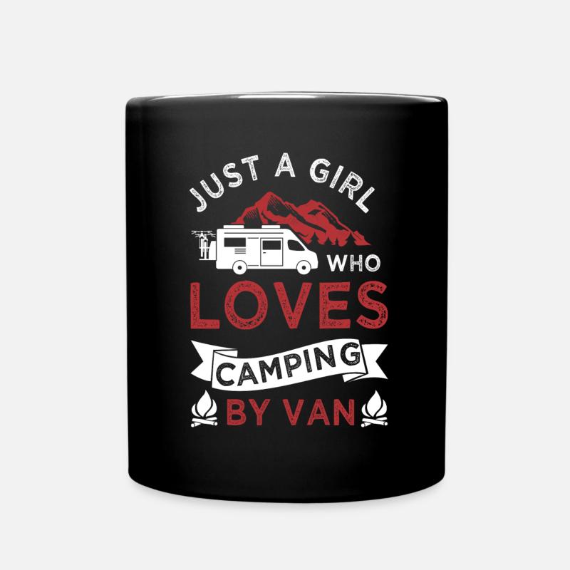 just a girl loves camper camping van - Mug uni - noir