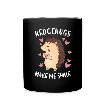 Hedgie Hedgehogs Make Me Smile Hedgehog - Tasse einfarbig - Schwarz - Vorne