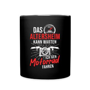 Motorrad Rentner Altersheim Biker Opa Chopper - Tasse einfarbig - Schwarz - Vorne