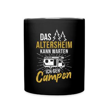 Camping Rentner Wohnmobil Camper Ruhestand - Tasse einfarbig - Schwarz - Vorne